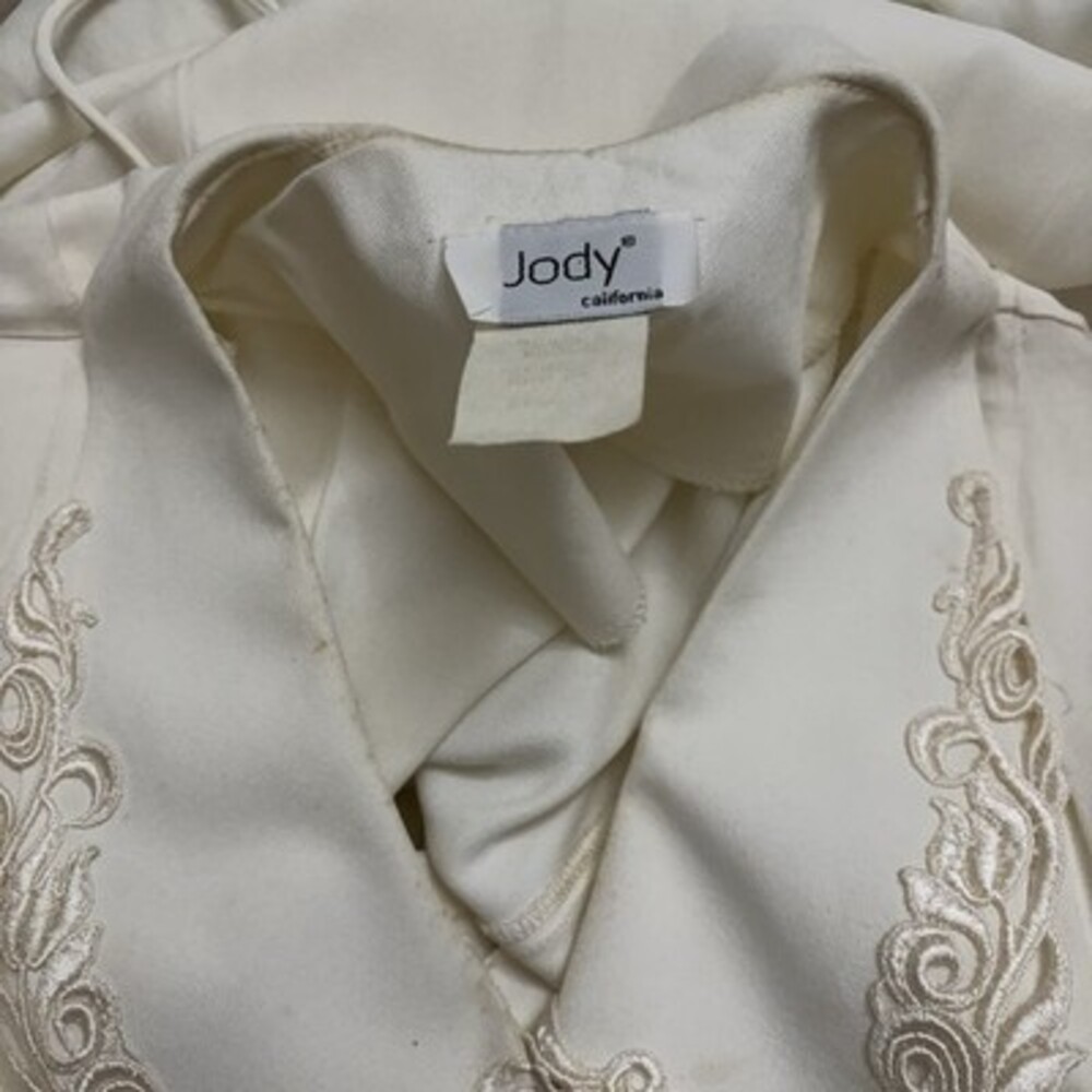 Vintage 1980s Ivory Button Front Dress Lace Collar Romantic Midi Size 11 - Picture 10 of 10